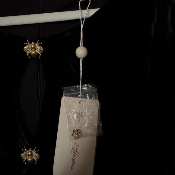 For Love & Lemons Beatrix Velvet Button Sleeve Dress - Picture 6 of 7